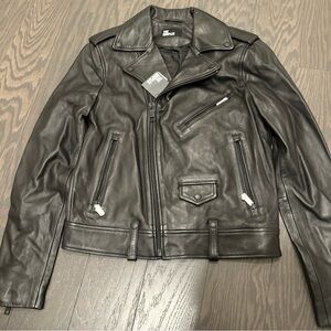 The Kooples Leather Biker Zipped Men women Carryover Lambskin Size S Black